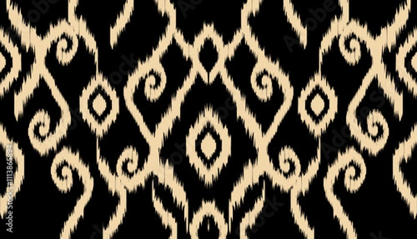 Fototapeta geometric ethnic vintage texture vector art design. textile fashion pattern line ikat seamless pattern and batik fabric texture asian background wallpaper geometry indian. Ethnic abstract ikat art .