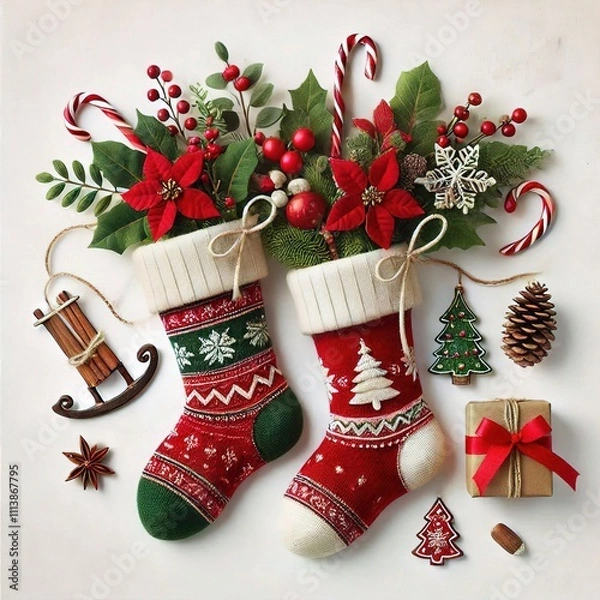 Obraz christmas socks isolated on white background