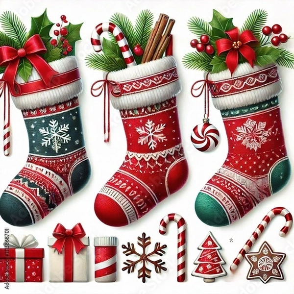Obraz christmas socks isolated on white background