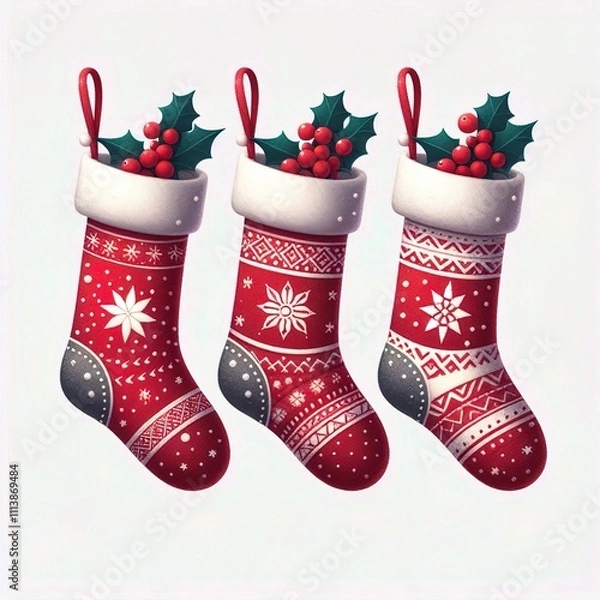 Fototapeta christmas socks isolated on white background