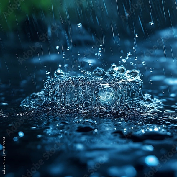 Obraz water droplets falling in rain 