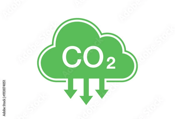 Fototapeta CO2 neutral logo banner icon isolated. Carbon neutrality - no air atmosphere pollution industrial production eco-friendly template. CO2 neutral green floral flat sticker, net zero carbon dioxyde 