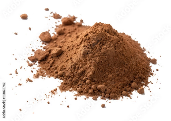 Obraz Picture of Pile cocoa powder isolated on white and transparent background