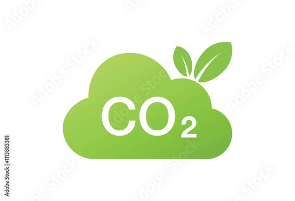 Fototapeta CO2 neutral logo banner icon isolated. Carbon neutrality - no air atmosphere pollution industrial production eco-friendly template. CO2 neutral green floral flat sticker, net zero carbon dioxyde 