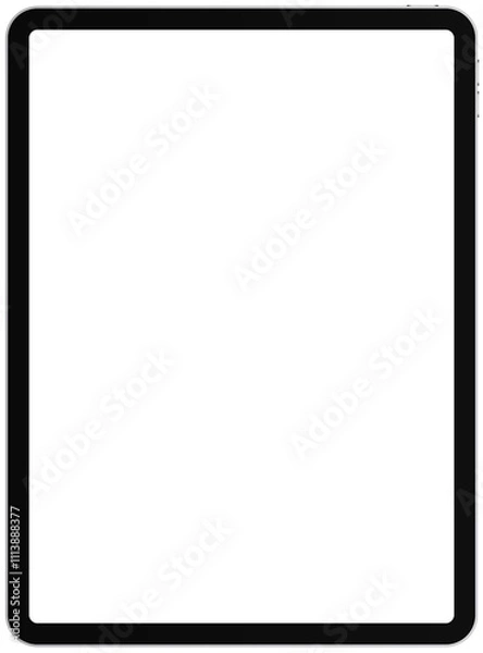 Fototapeta Tablet pc blank transparent screen mockup template. Modern portable computer device black frame PNG illustration