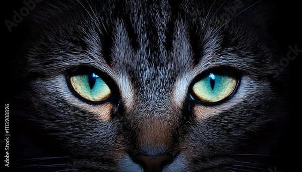 Fototapeta 暗闇に光る猫の目
