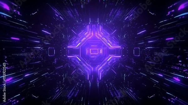 Fototapeta Futuristic Abstract Digital Background with Vibrant Purple Lights and Energetic Motion Effects