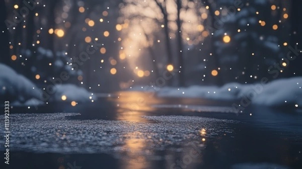 Obraz The Winter River with Lights
