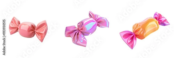 Fototapeta 3d render candy wrapper isolated on transparent background Cartoon Illustration in plastic style