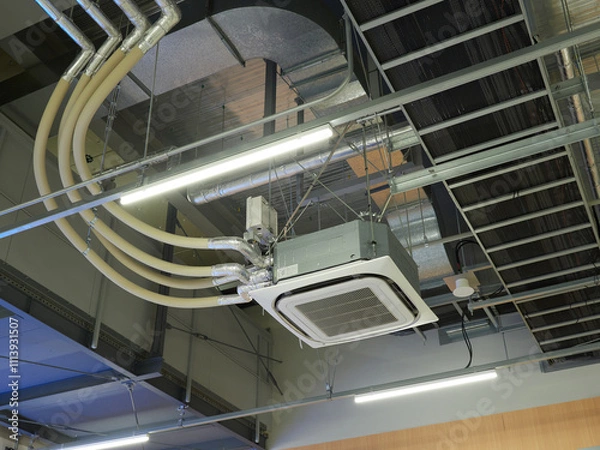 Fototapeta 空港のロビーの空調用の配管施設の様子