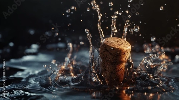 Obraz The Cork Splashes in Water