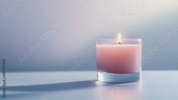Fototapeta Tranquil atmosphere with a softly glowing candle for relaxation settings