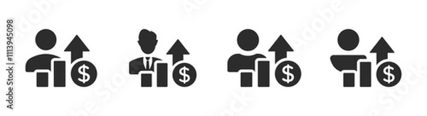 Fototapeta Salary increase vector icon design concepts. Vector salary increase icons set