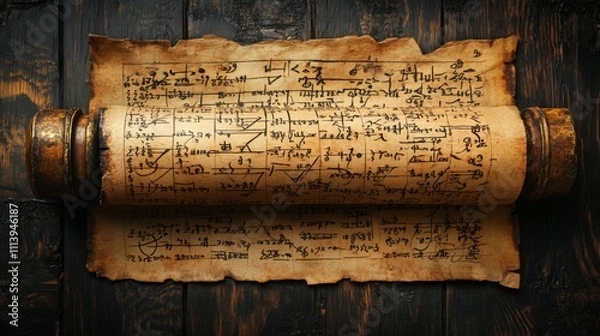 Obraz Ancient Scroll with Mathematical Formulas