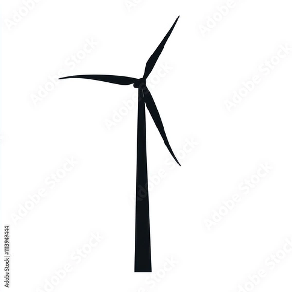 Fototapeta Silhouette of a single wind turbine.