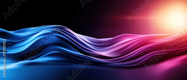 Fototapeta Futuristic abstract background with glowing blue and pink waves, creating dynamic and vibrant atmosphere. interplay of light and color evokes sense of movement and energy