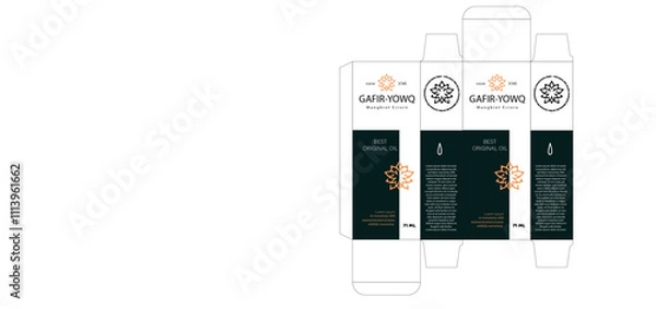Fototapeta GAFIR-YOWQ Packaging box design template layout with Box die line,  icon, frames and Design Illustration, Vector design Template image of cosmetic bottle and box.