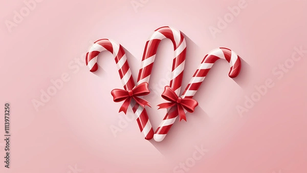 Obraz Sweet candy canes in heart shape, a romantic symbol of Christmas and Valentine's Day, perfect for festive designs