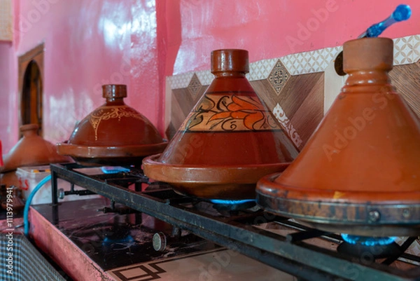 Obraz Traditional Berber tajine. Moroccan home cooking.