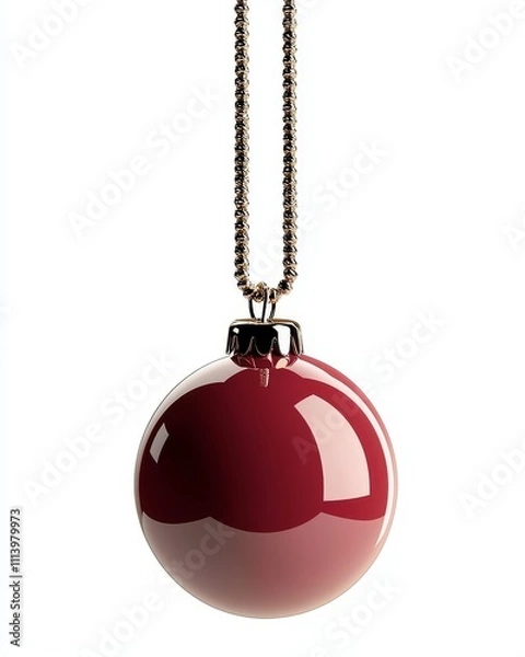 Fototapeta A red Christmas ball, photographed in isolation on a white background, with full depth of field.