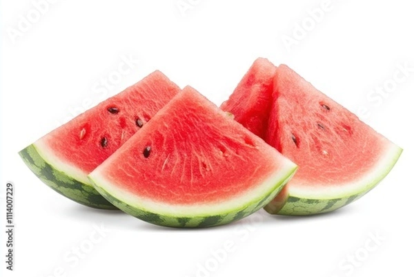 Fototapeta Isolated sliced juicy watermelon on a white background Clipping path