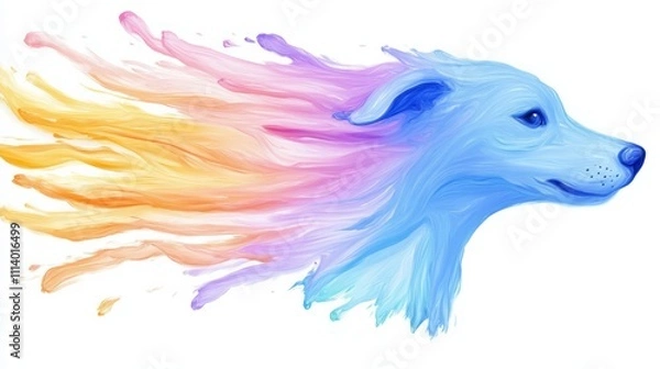 Fototapeta colorful paint splashes abstract minimalist shape of a dog,