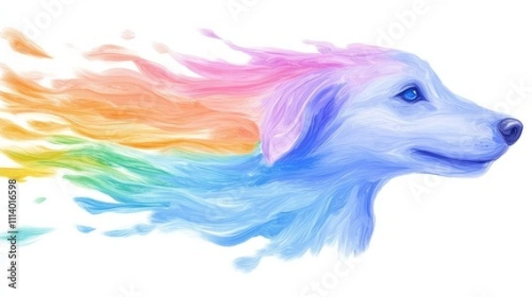 Fototapeta colorful paint splashes abstract minimalist shape of a dog,
