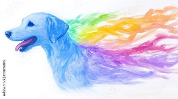 Fototapeta colorful paint splashes abstract minimalist shape of a dog,