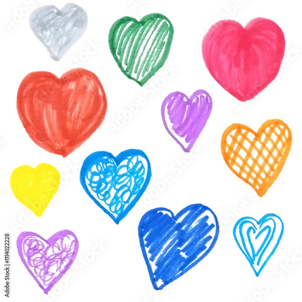 Fototapeta hearts of different colors vector image