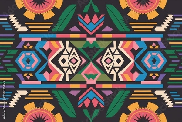 Fototapeta Colorful background with indigenous patterns, culture concept.