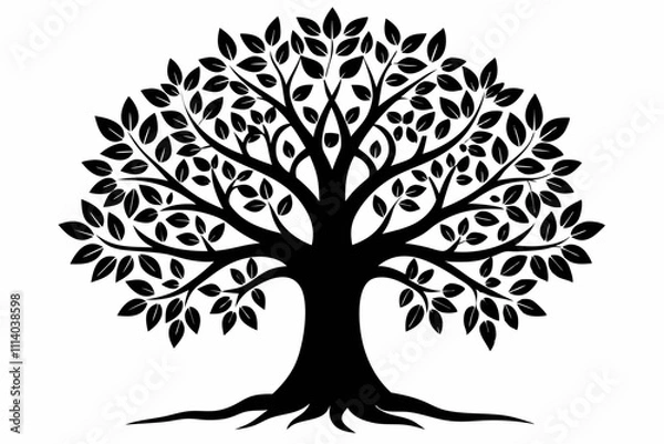 Obraz Minimalist Black Tree of Life Silhouette Vector Art