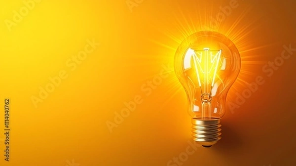 Fototapeta Creative light bulb design radiating brightness with minimalist vector style