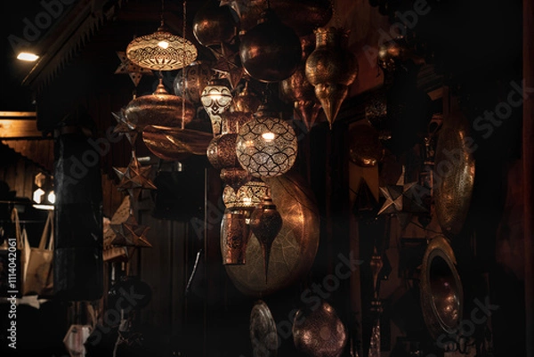 Fototapeta light souks in marrakech in the squares of jema al fina