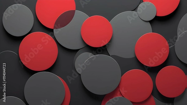 Fototapeta Minimalist Crimson Red, Charcoal Gray Geometric Background with Soft Gradients and Modern Aesthetic