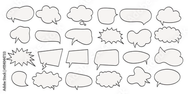 Obraz Speech bubble set. Talk bubble. Blank empty speech bubbles on white background. Speak bubble text, cartoon chatting box, message box. Cute vector sticker element for design