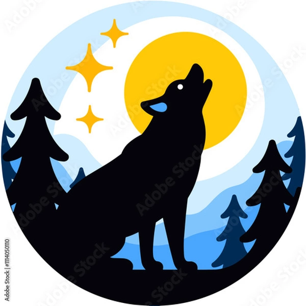 Obraz Wolf Howling at the Moon