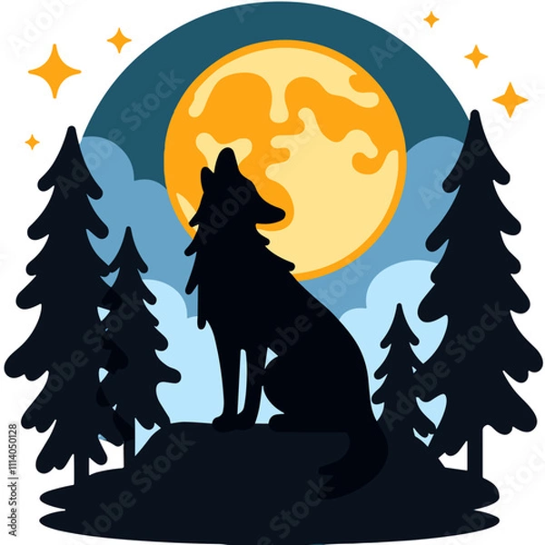 Obraz Wolf Howling at the Moon