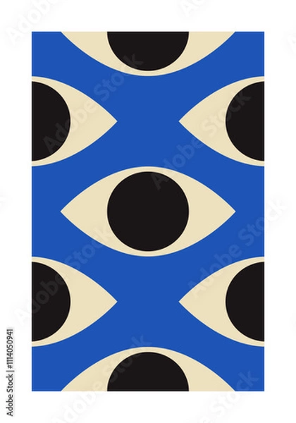 Obraz Minimalist 20s geometric design poster with human eye, vector template