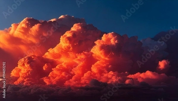 Fototapeta Dramatic red clouds swirling in a fiery sky, creating an intense and vivid atmosphere