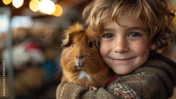 Fototapeta Boy and his Guinea Pig