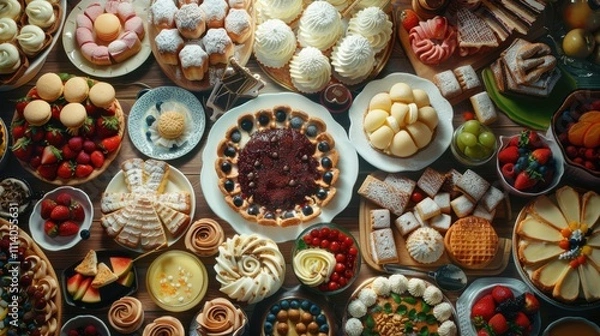 Fototapeta International Dessert Day celebration features an array of delightful sweets and treats for everyone to enjoy at a joyful gathering