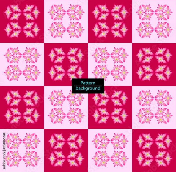 Fototapeta Floral seamless pattern in pink and red tones. Vector illustration