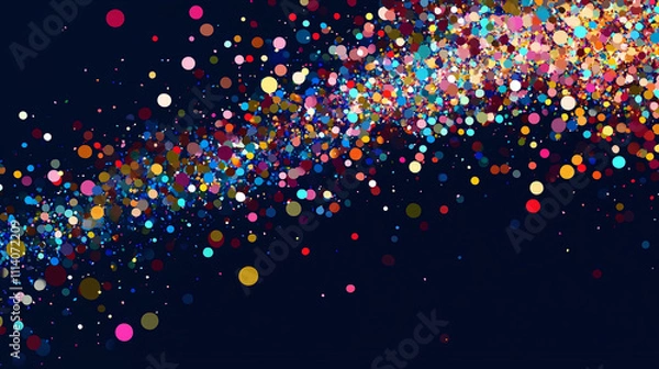 Fototapeta Colorful falling confetti with blurred blue background creating a festive and party atmosphere christmas and new year mood
