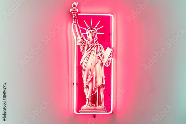 Obraz Pinkish neon sign with Statue Of Liberty