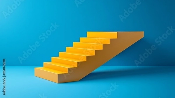 Fototapeta Abstract Yellow Staircase Ascending to Success