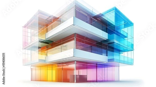 Obraz Colorful glass building architectural model.