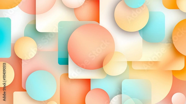 Fototapeta Calm pastel squares and circles with soft color
