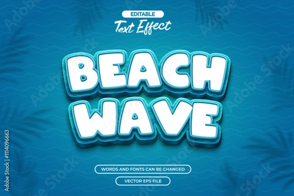 Fototapeta Beach wave editable text effect