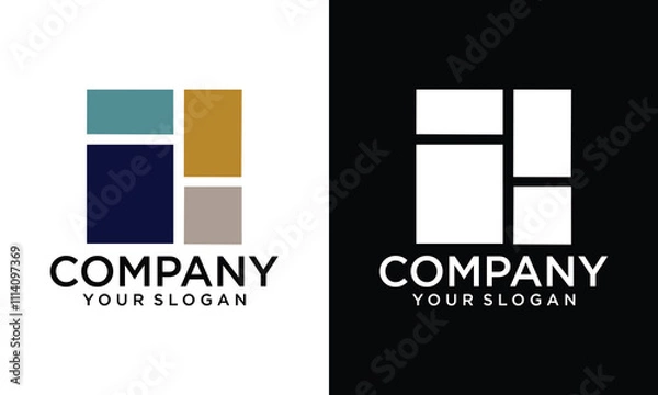 Fototapeta Creative block square logo design