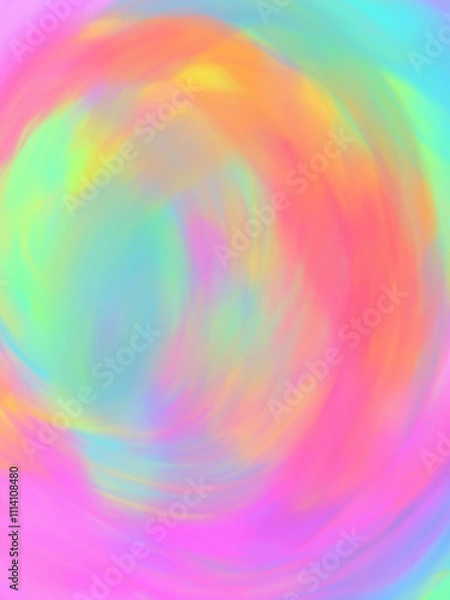 Fototapeta  colourful pastel rainbow abstract aura energetic field background texture with fractal circle paint strokes pattern 
